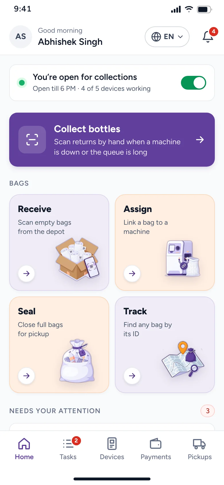 Agent home with today’s tasks