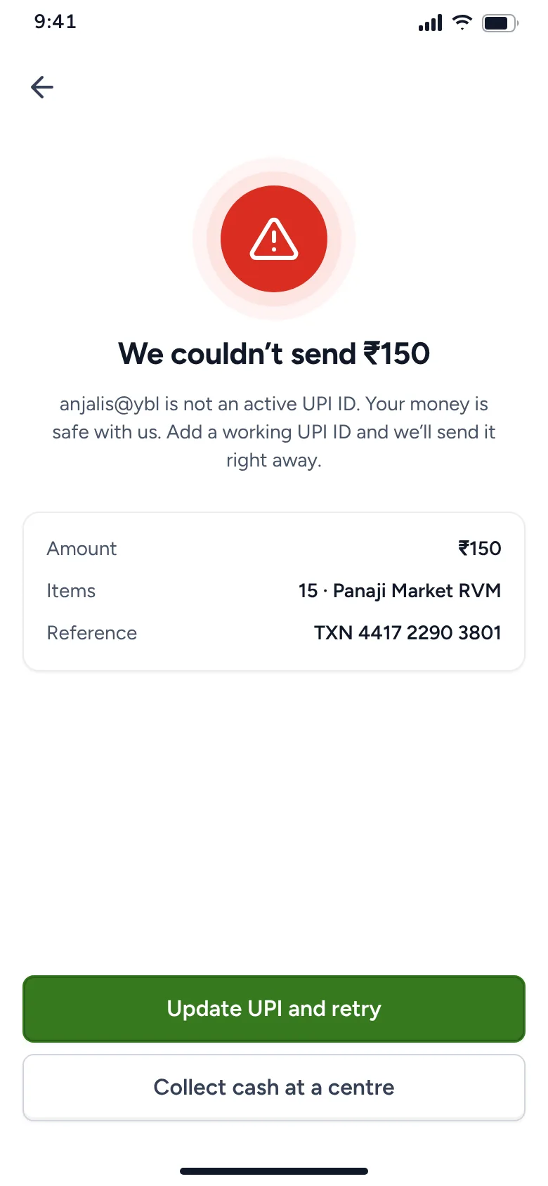 Refund failed