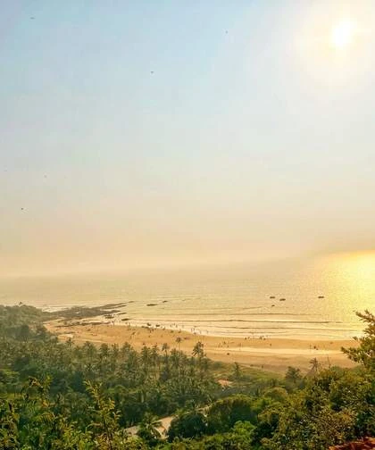 Hazy sunrise over a valley