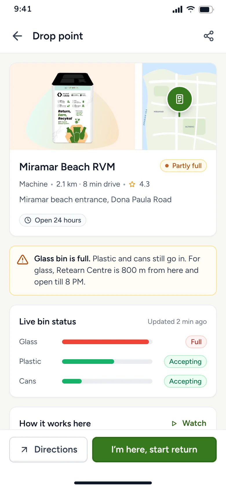 Glass bin full