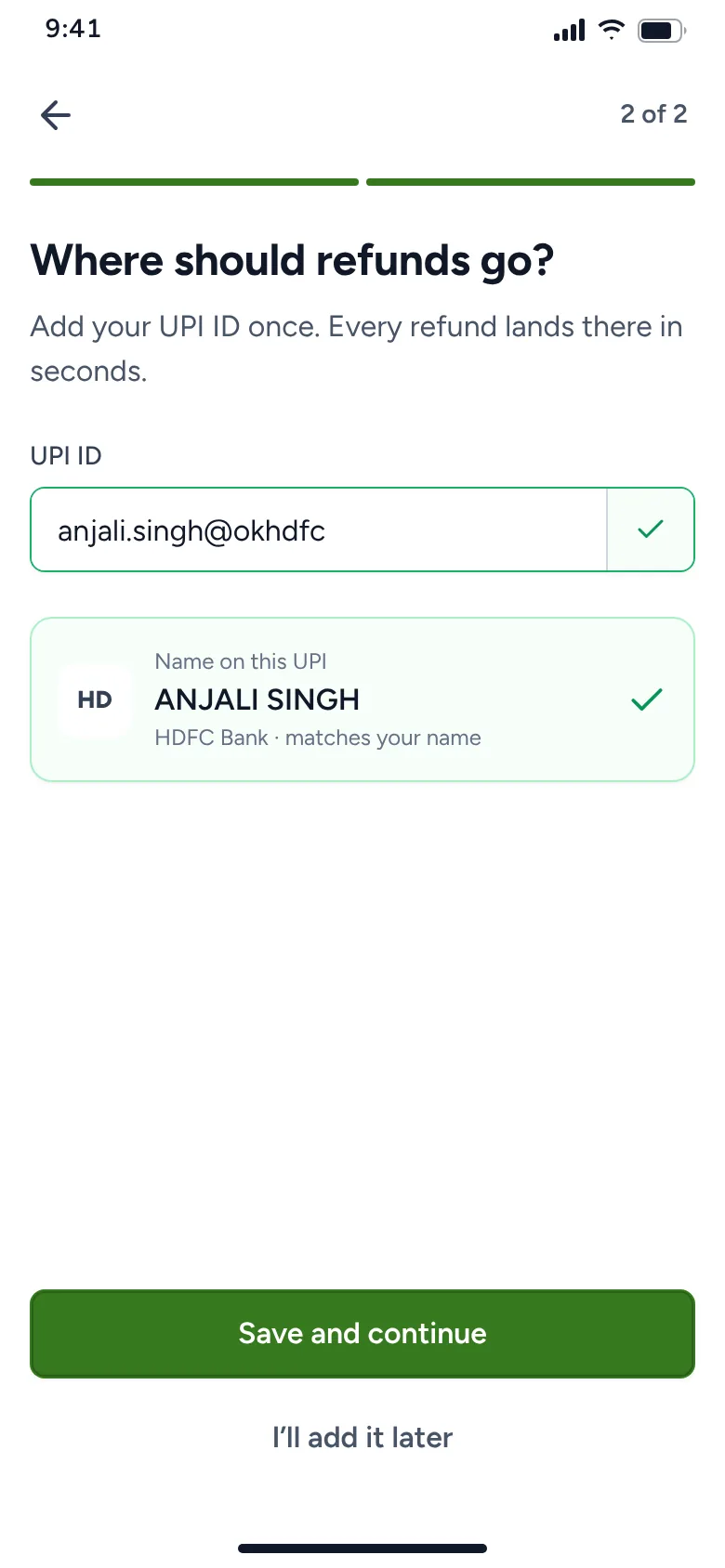 UPI verified