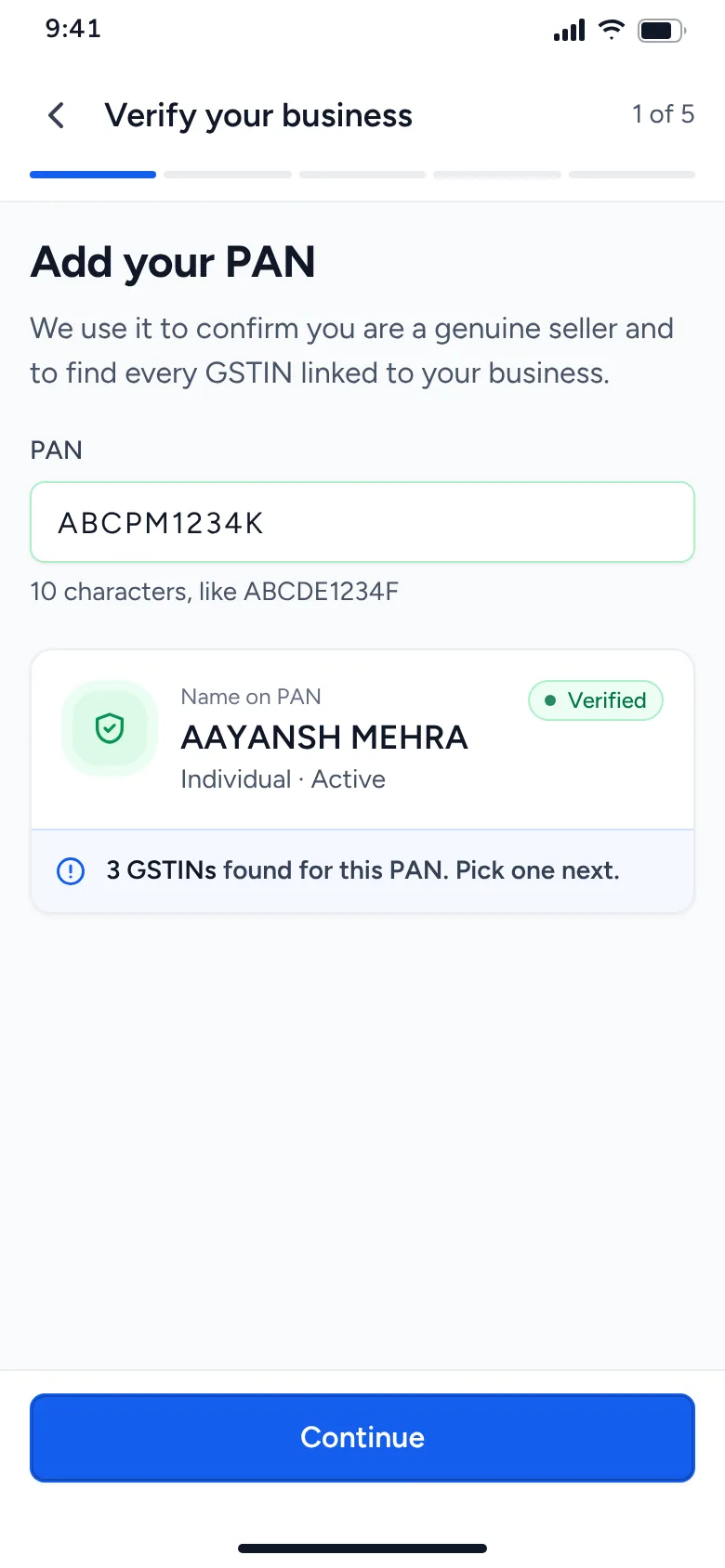 PAN verified live